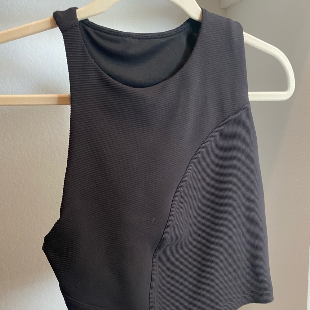 Lululemon Athletica Black Asymmetrical Crop Tank